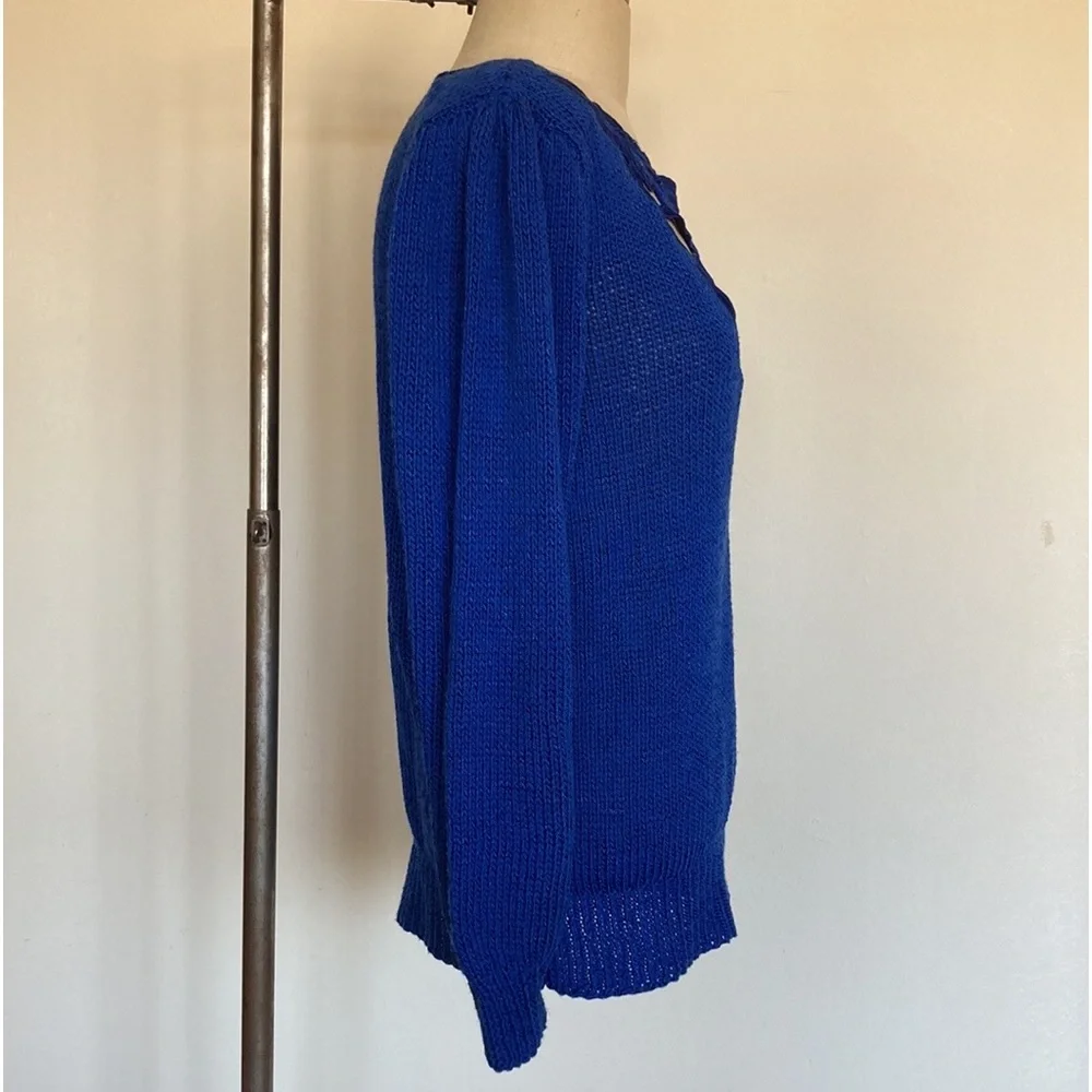 1980s hand knit sweater, neckline appliqué with rhinestones M